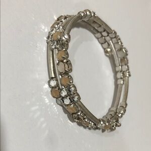 Stella & Dot Isabelle Wrap Silver and Tan Bracelet